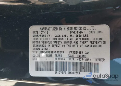 2014 Infiniti Q60 from USA, damaged, VIN JN1CV6FE1EM900249